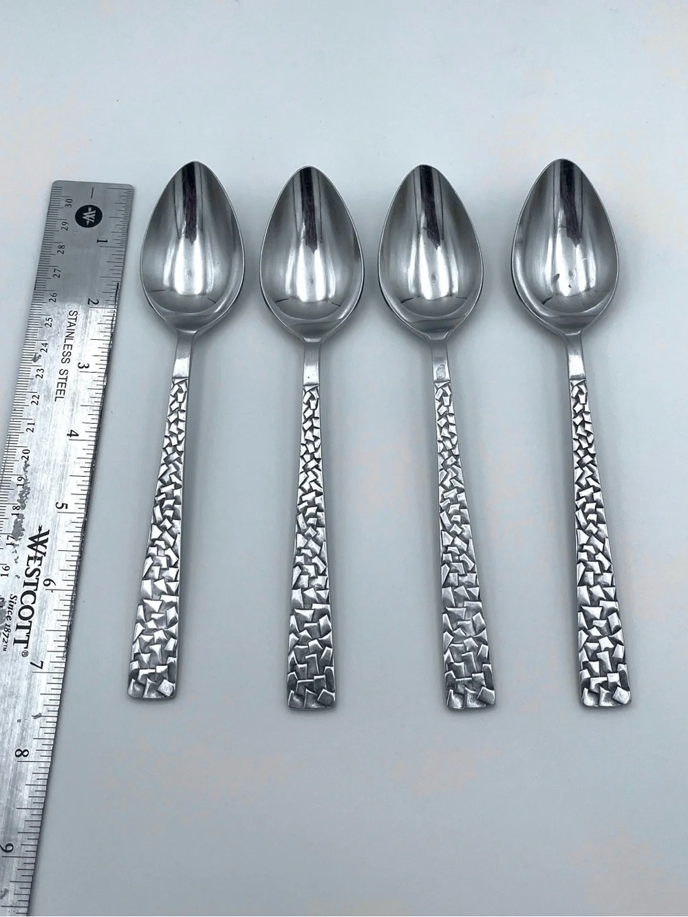 Vintage National Silver Co PAMPLONA Stainless Steel Soup Spoons - MCM - Set of 4